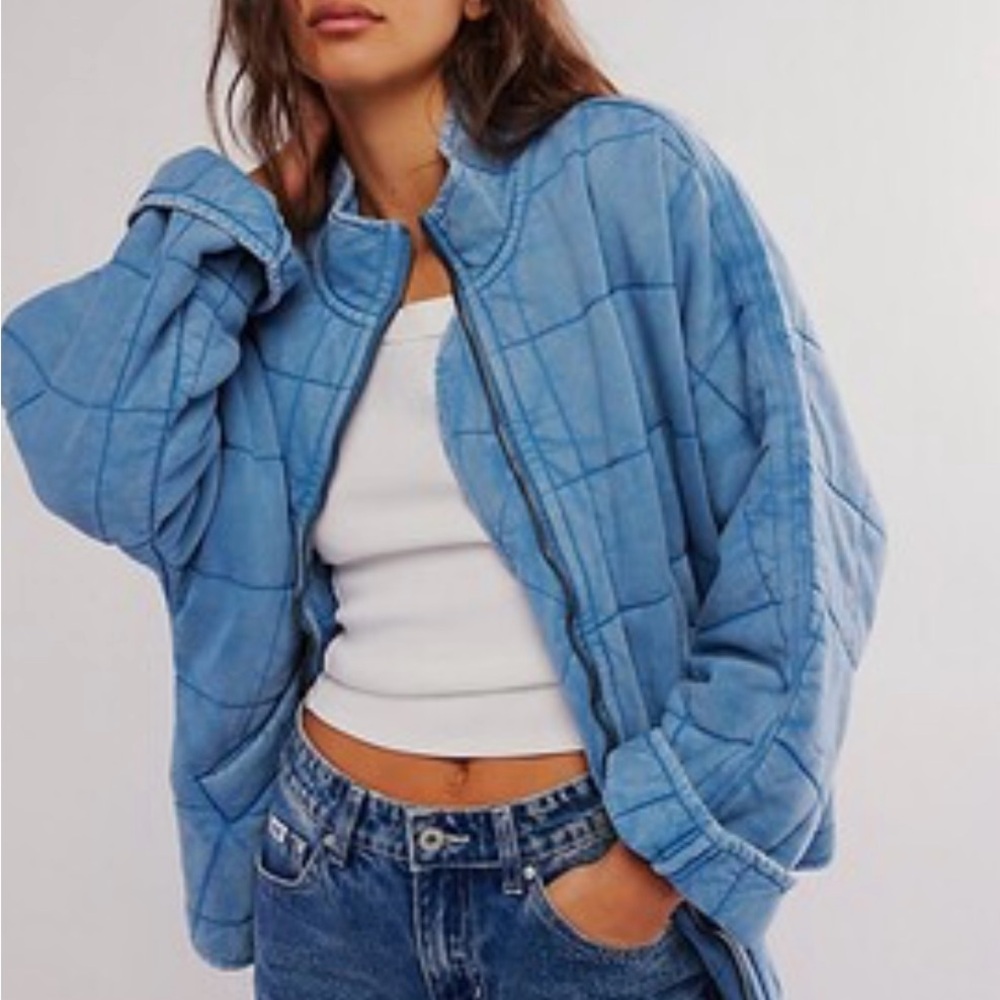 Free People Dolman Quilted Jacket - Blue
